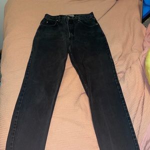 Black distressed mom jeans